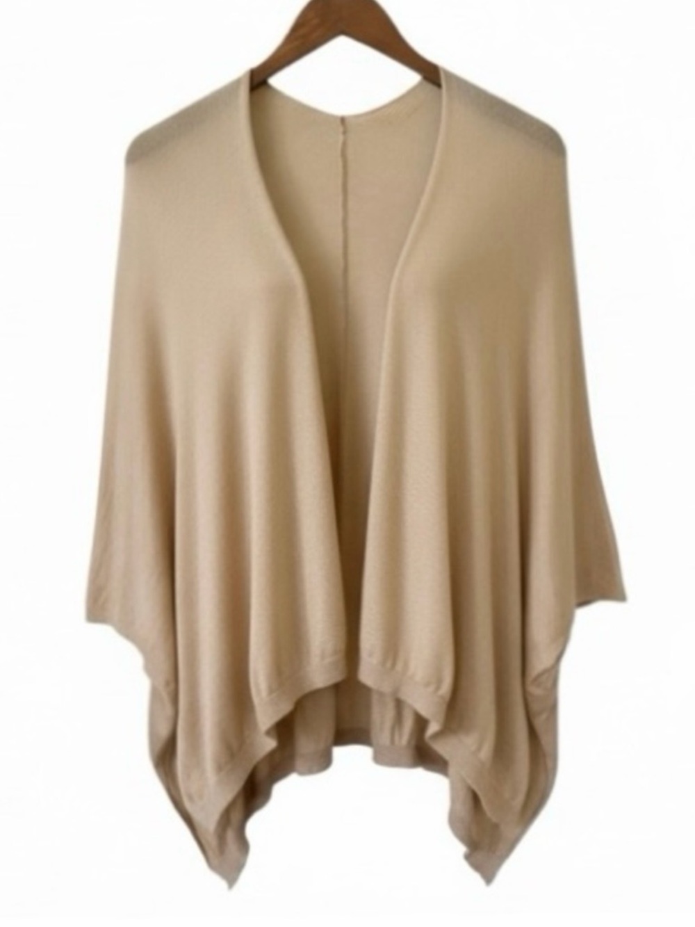 Adagio Italy Tan Short Sleeve Cashmere and Silk Open Knit Wrap Sweater Size OS